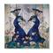Designart - Two Blue Peacocks With Wildflowers - Traditional Print on Natural Pine Wood